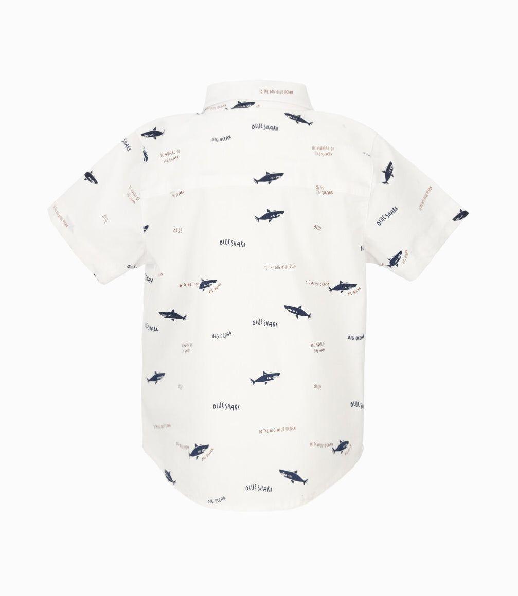 Camisa manga corta bebé con tiburones blanco Black and Blue-2