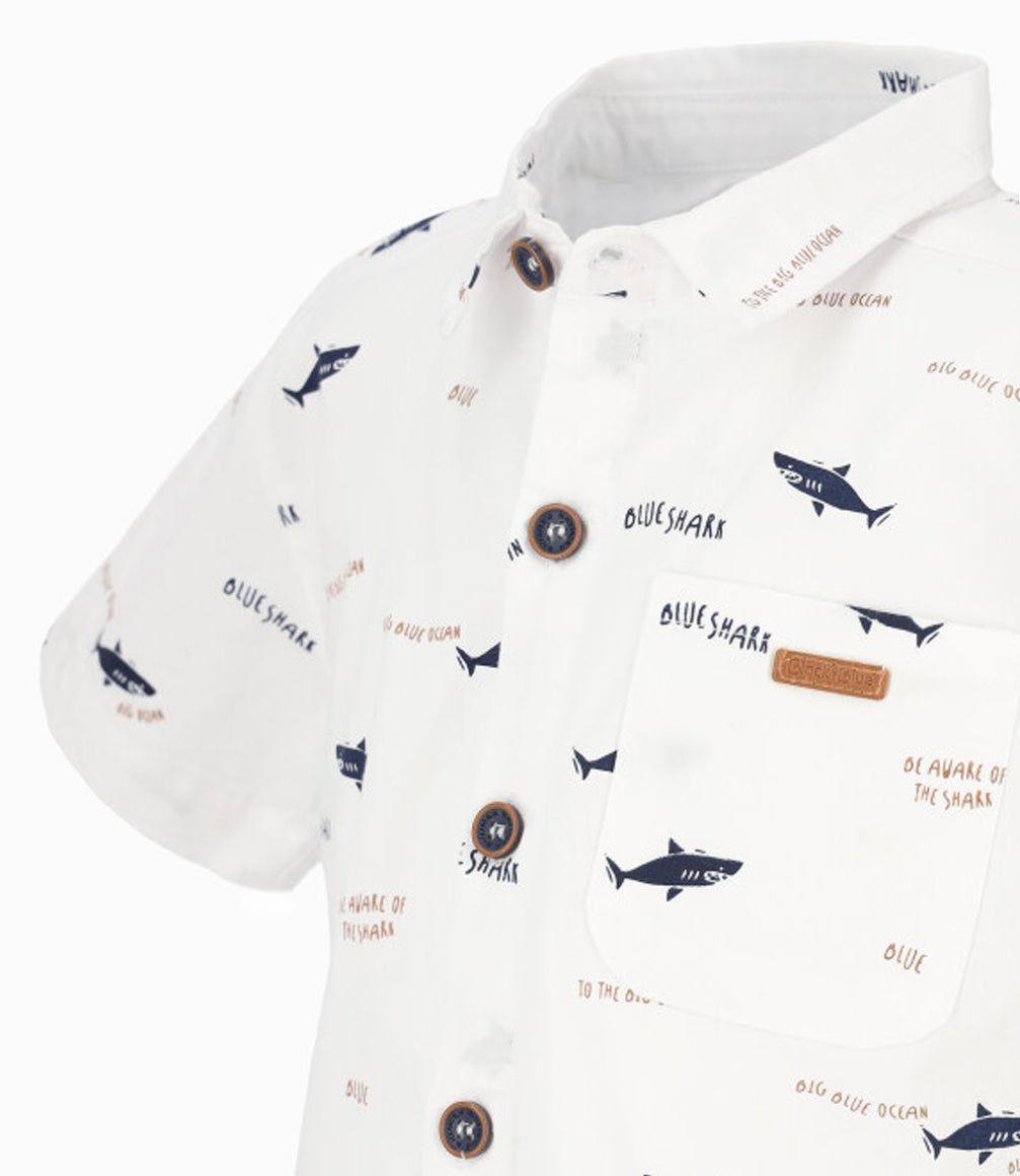 Camisa manga corta bebé con tiburones blanco Black and Blue-3