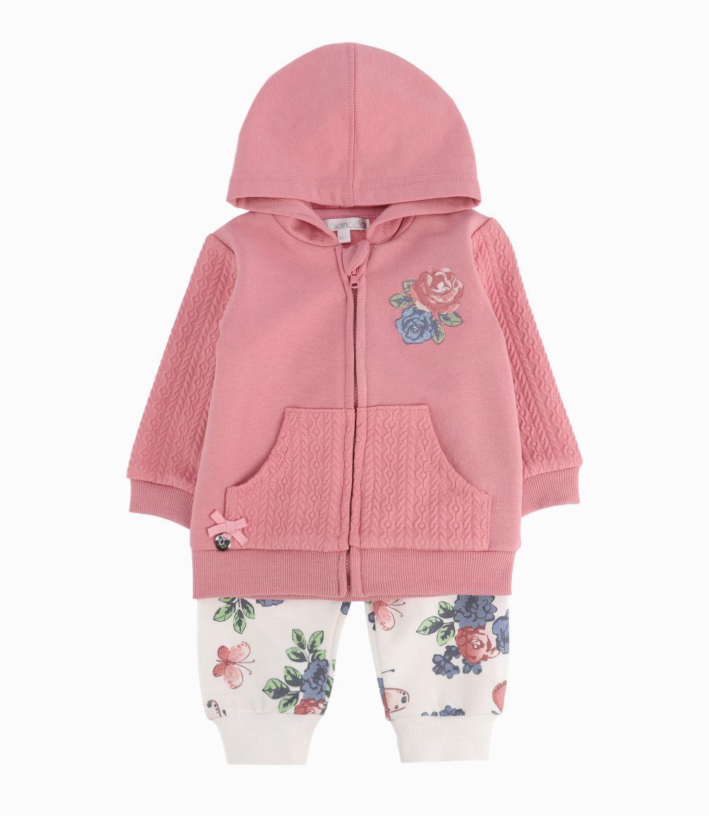 Buzo Recién Nacida Con Flores Y Mariposas Limonada Palo Rosa-0