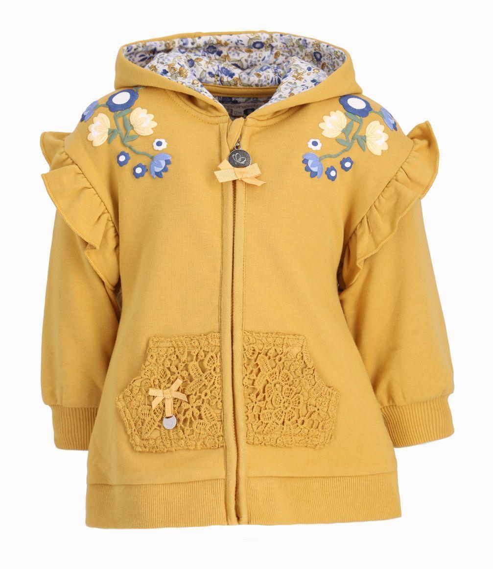 Polerón Con Volantes y Flores Bebé Niña Mostaza Limonada-0