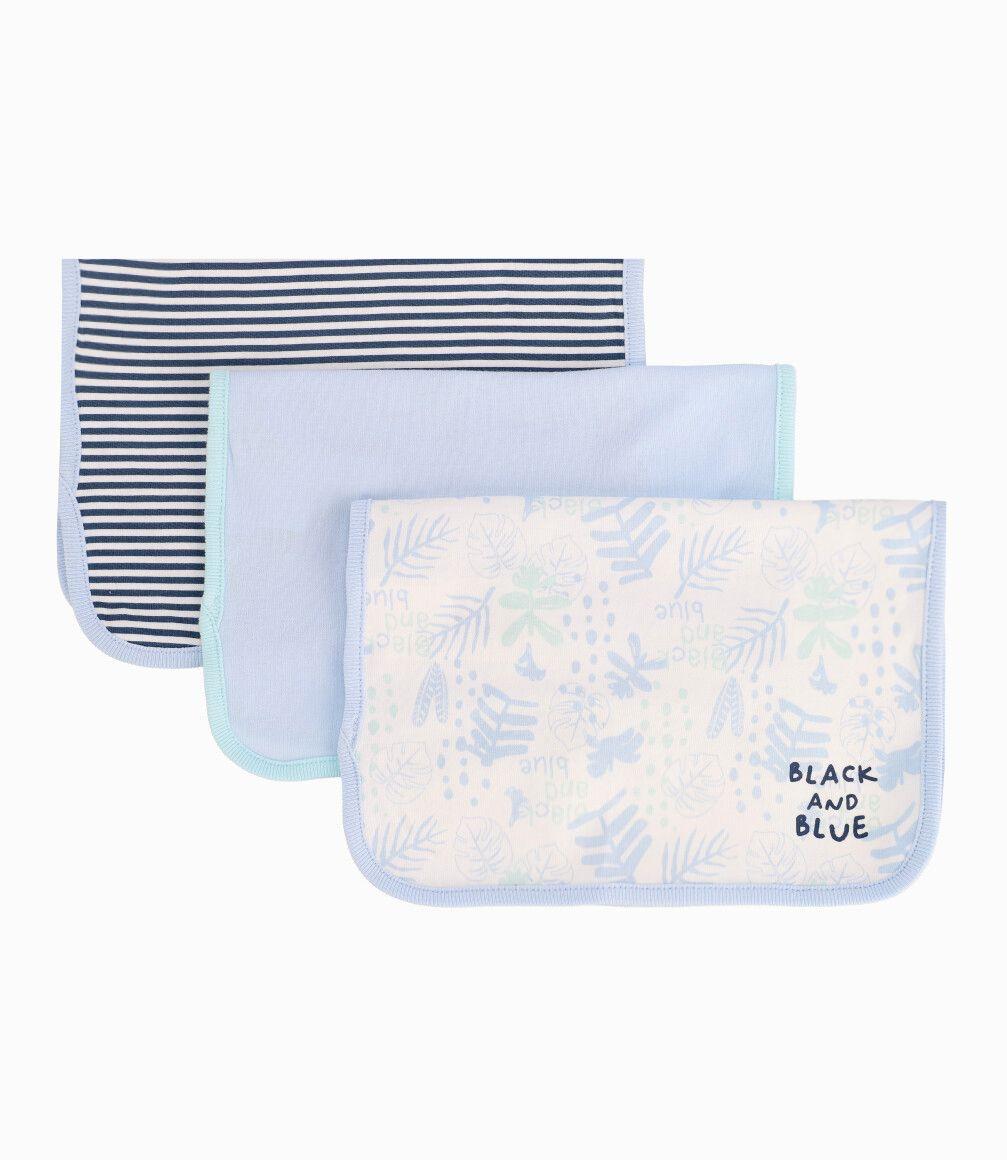 Set 3 Tutos Estampados Recién Nacido Celeste Black and Blue-0