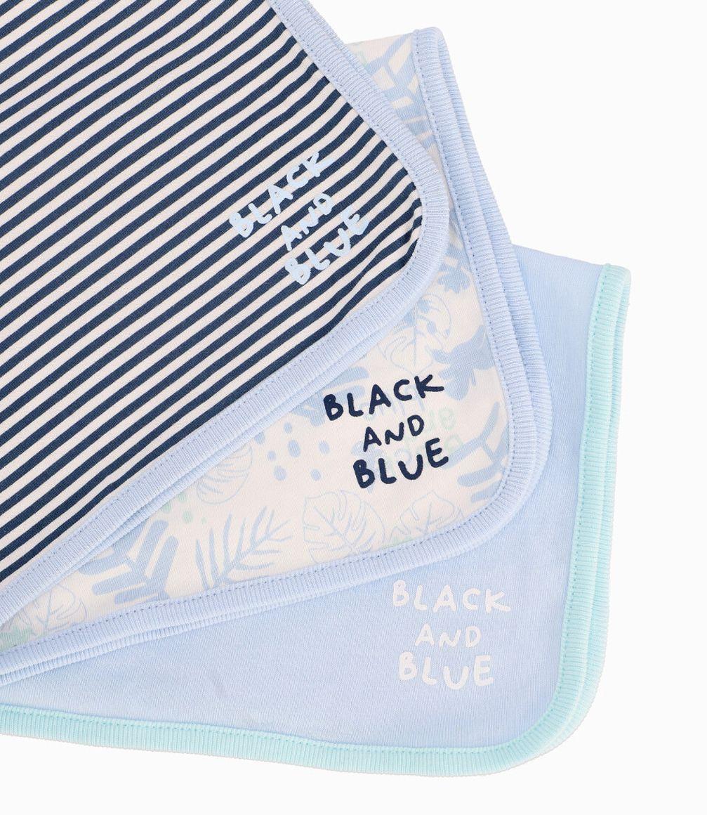 Set 3 Tutos Estampados Recién Nacido Celeste Black and Blue-1
