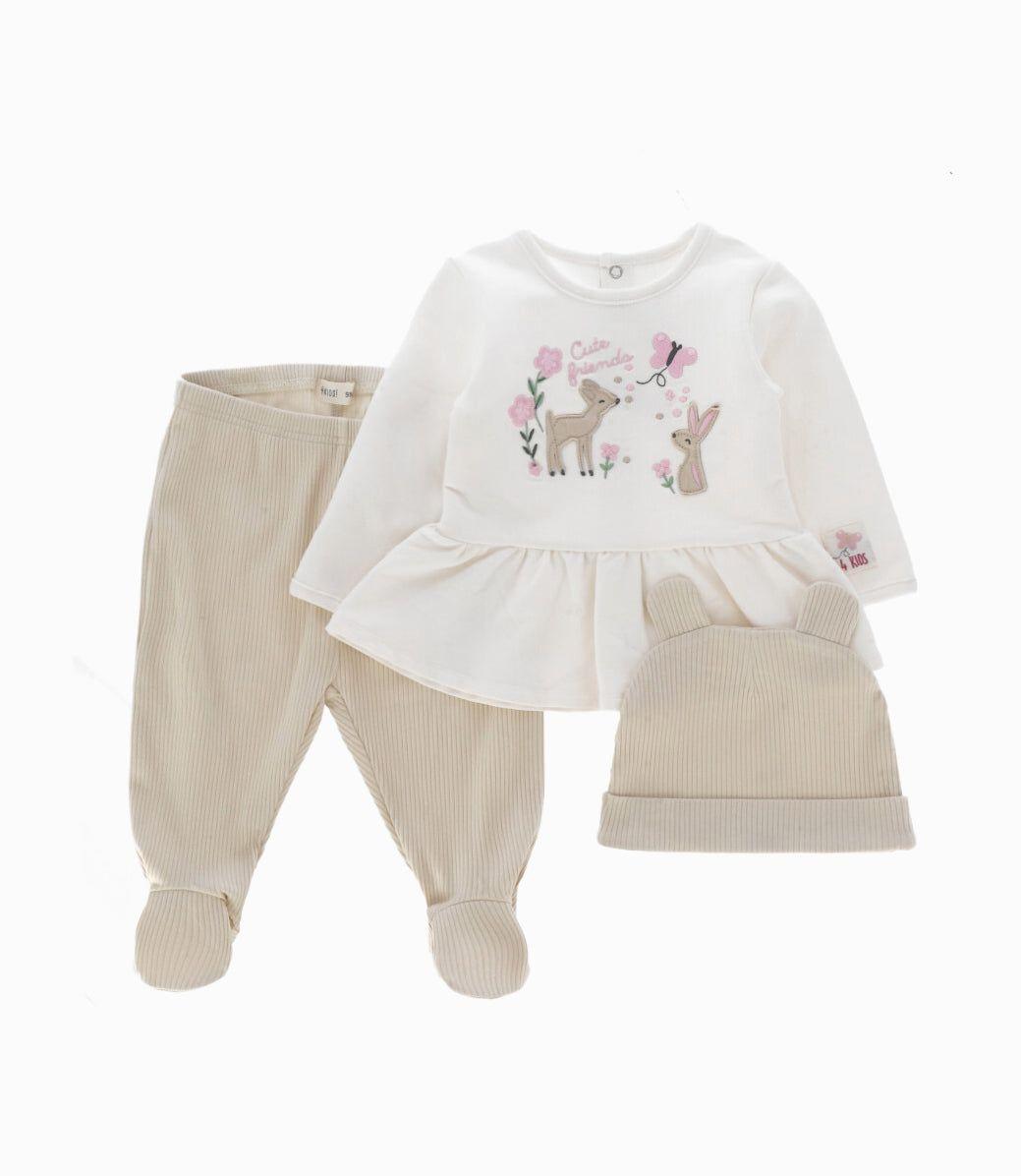 Conjunto recién nacida animales blanco 4 Kids-0