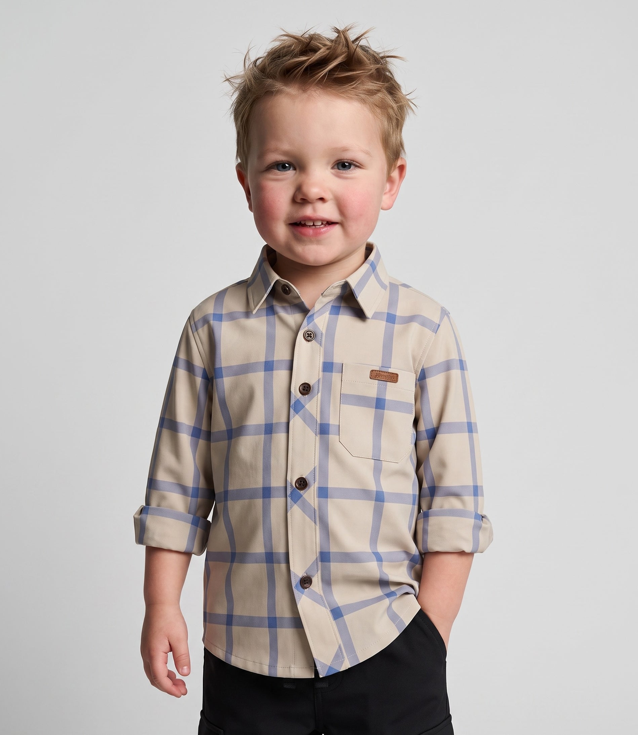 Camisa manga larga bebé  B12241270403 crudo Black and blue-0
