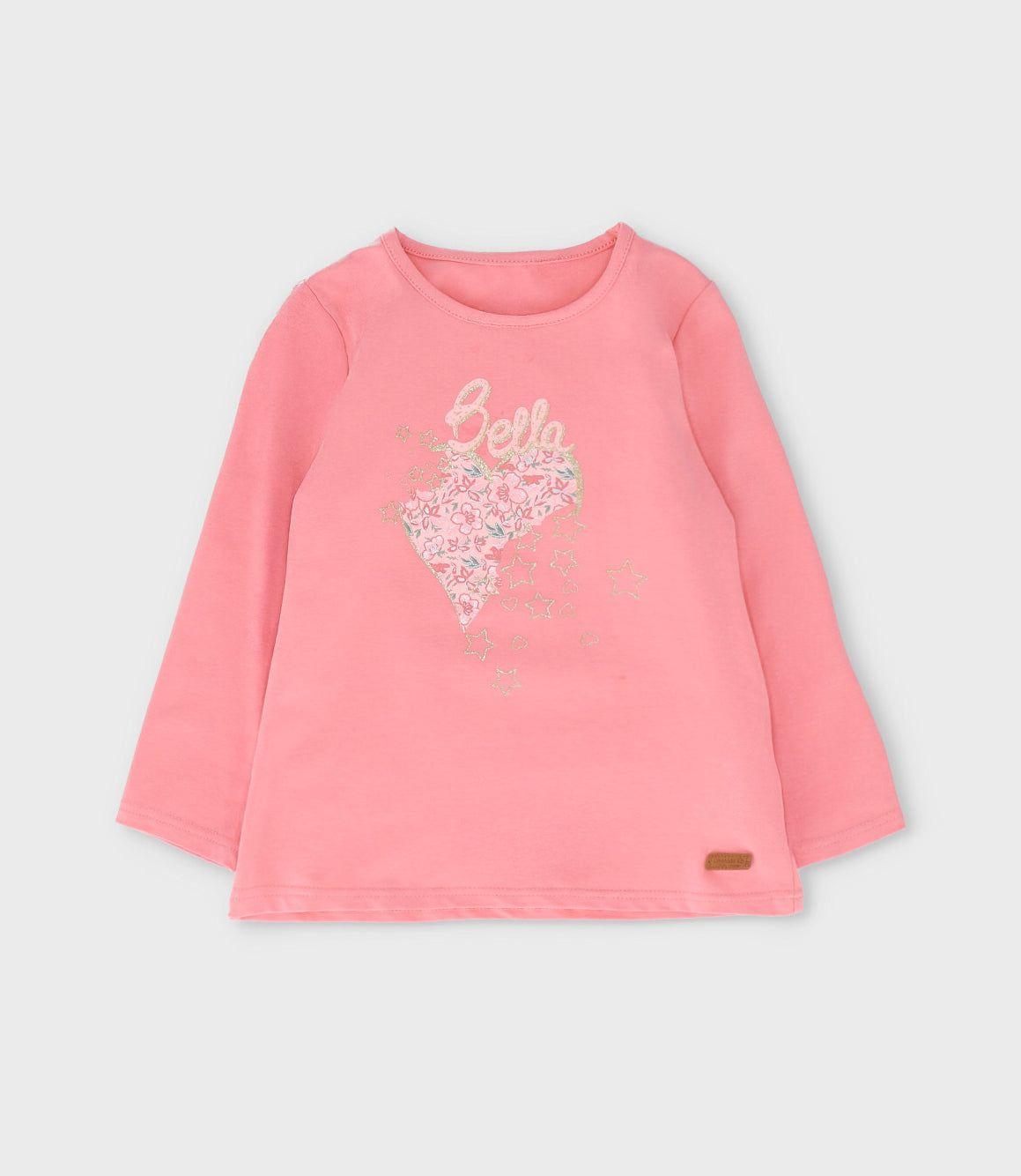 Polera manga larga niña con estampado coral Limonada-1