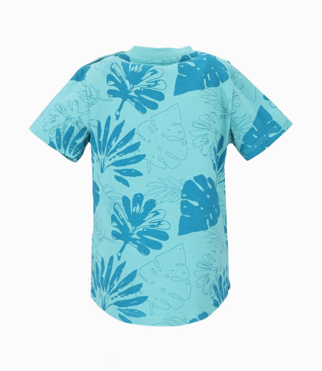 Polera manga corta bebé con hojas menta Black and Blue-1