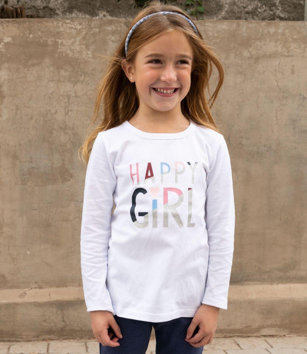 Polera Happy Girl Niña Blanco 4 Kids-4