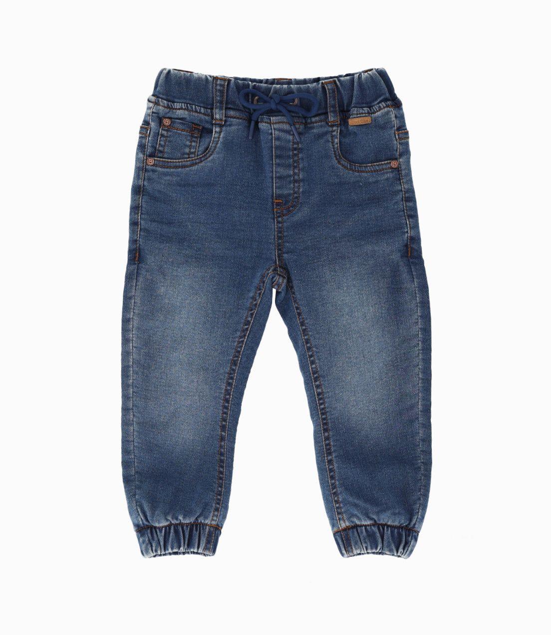 Jeans bebés jogger denim azul Black and Blue-0