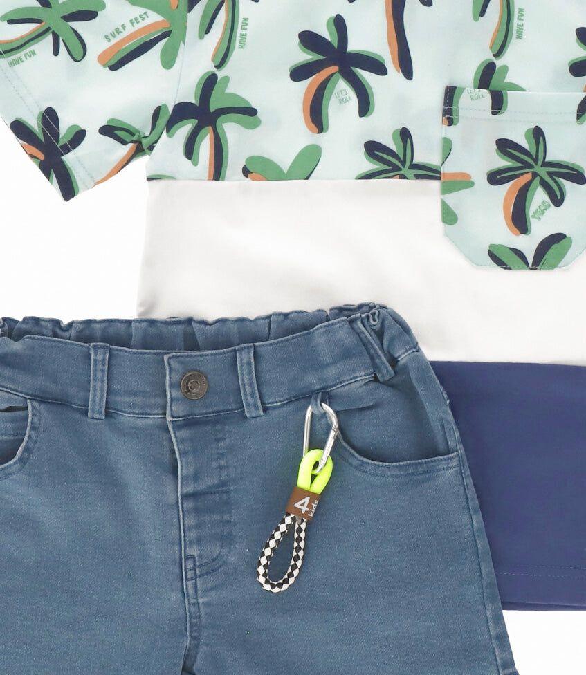Conjunto bebé con palmeras azul 4 Kids-3