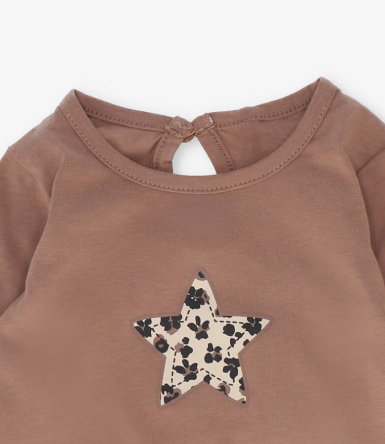 Polera manga larga niña con estrella camel Limonada-3
