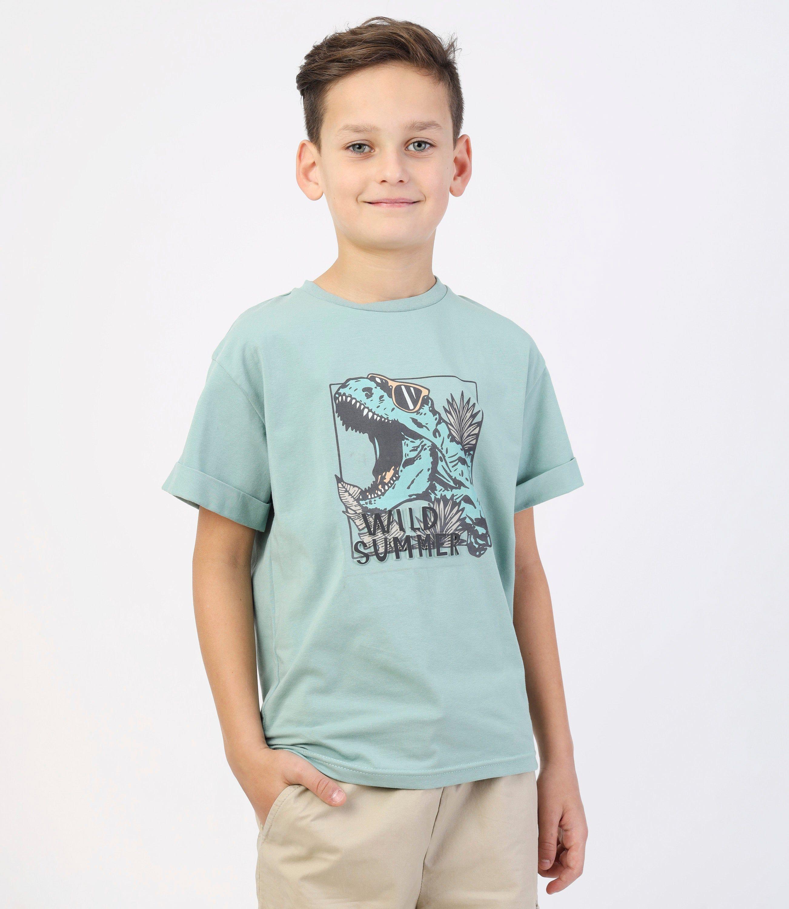 Polera manga corta niño wild summer verde 4 Kids-0