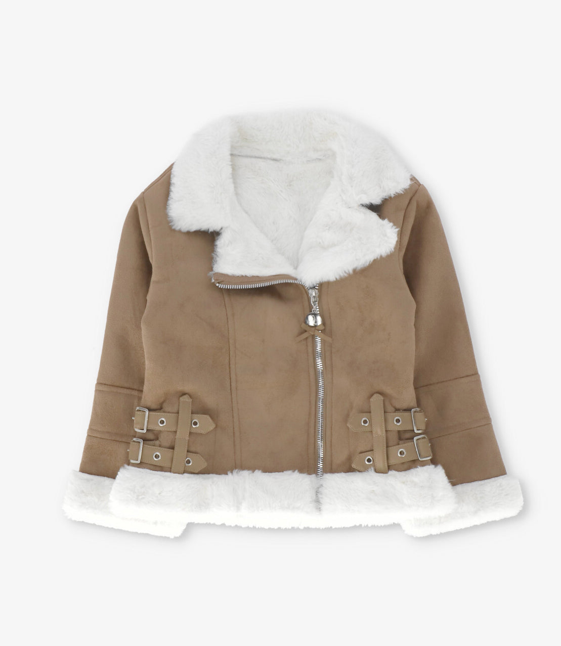 Chaqueta niña aviadora de gamuza chocolate Limonada-2