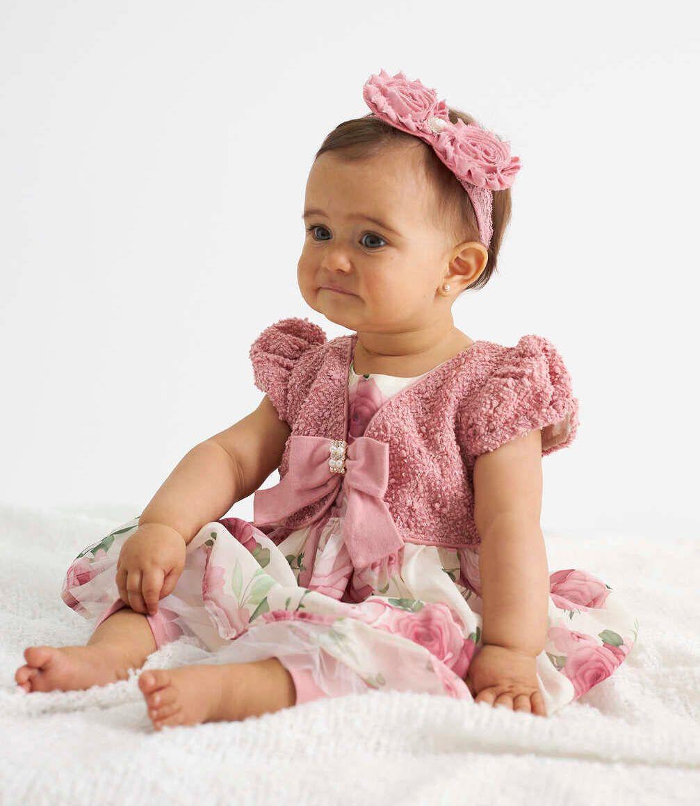 Conjunto Recién Nacida Con Bolero y Calzas Rosado Limonada-1