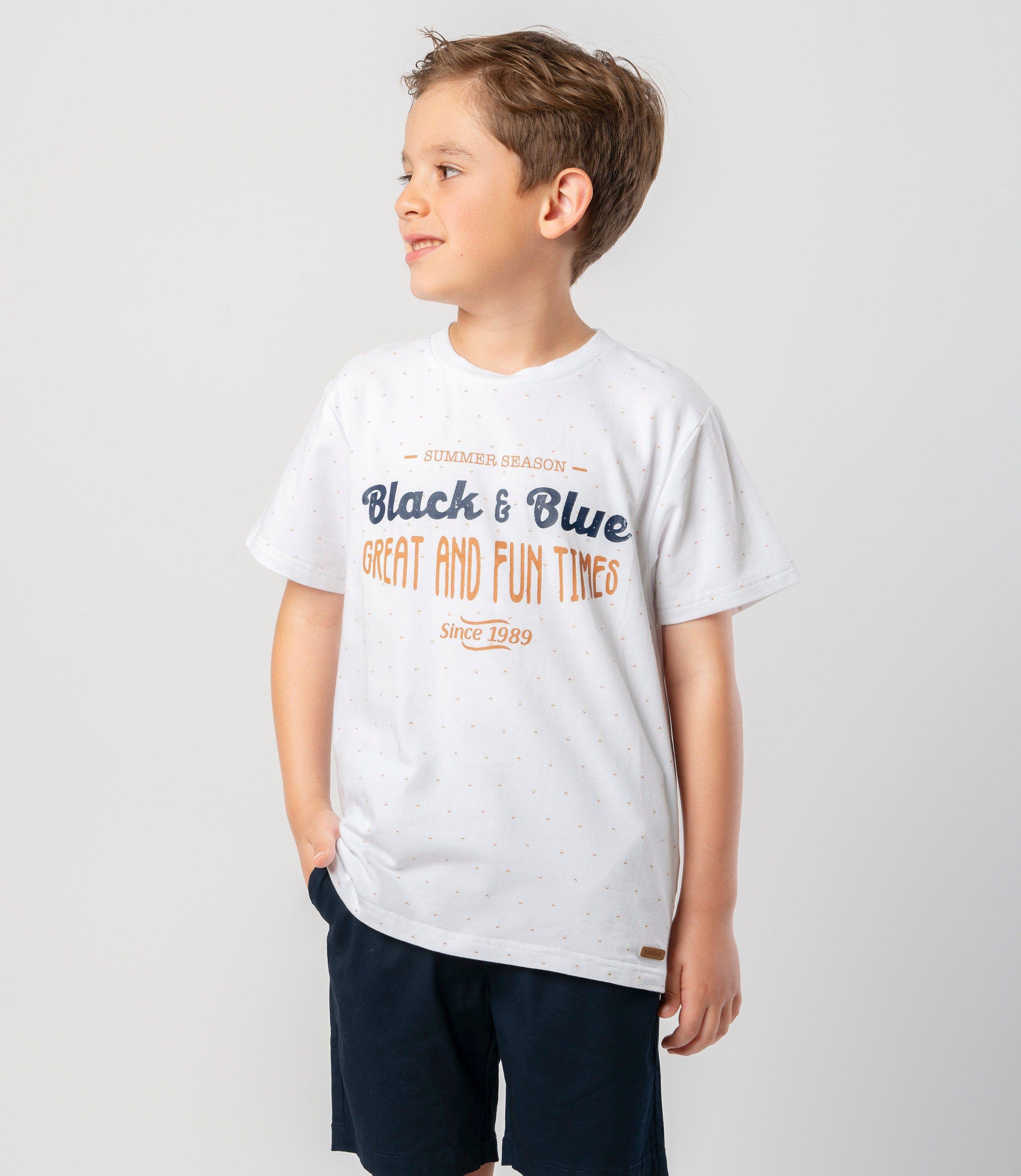 Polera manga corta niño con diseño blanco Black and Blue-0