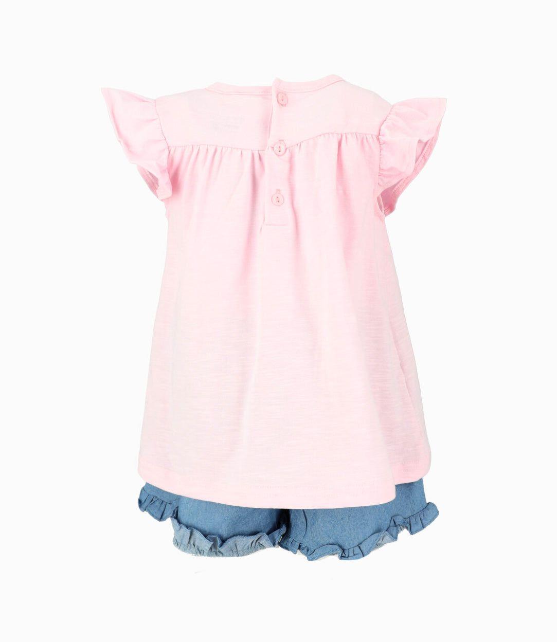 Conjunto bebé con vuelos rosado 4 Kids-2