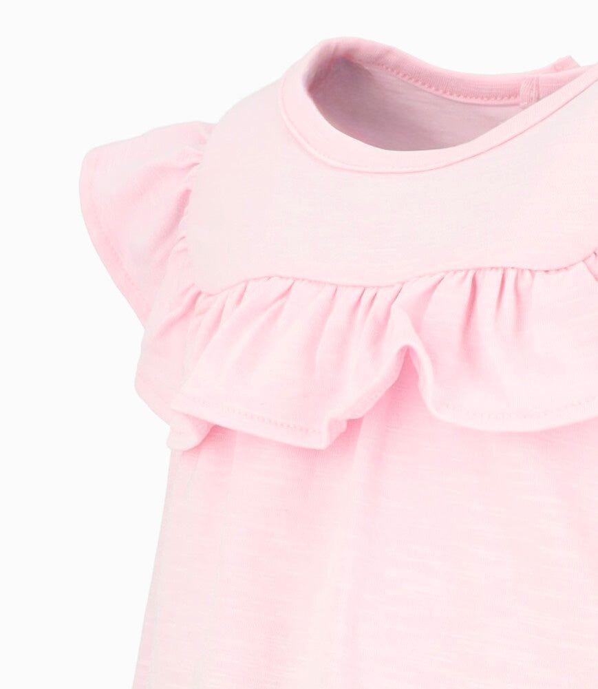 Conjunto bebé con vuelos rosado 4 Kids-3