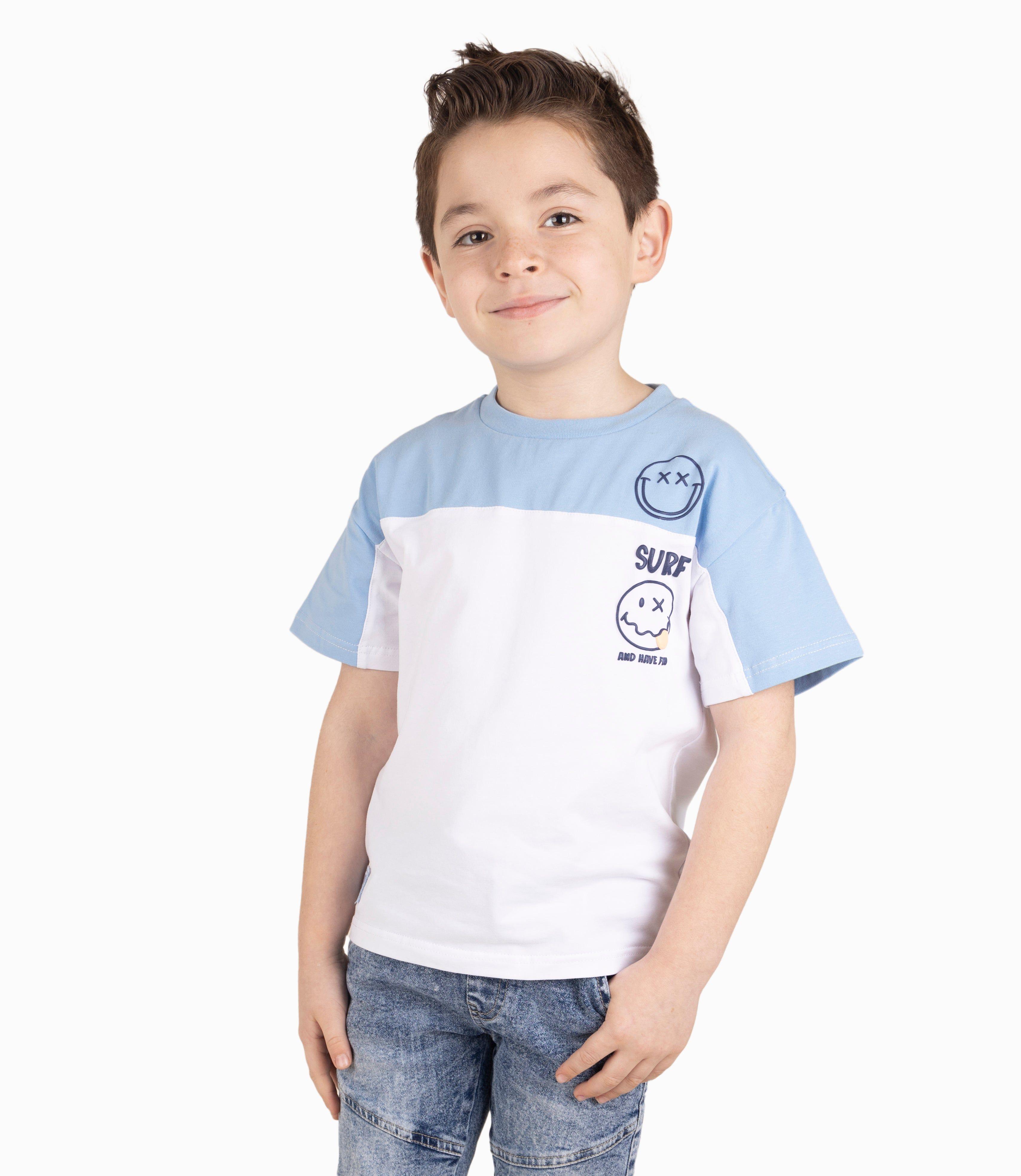 Polera Niño Bicolor Celeste-1