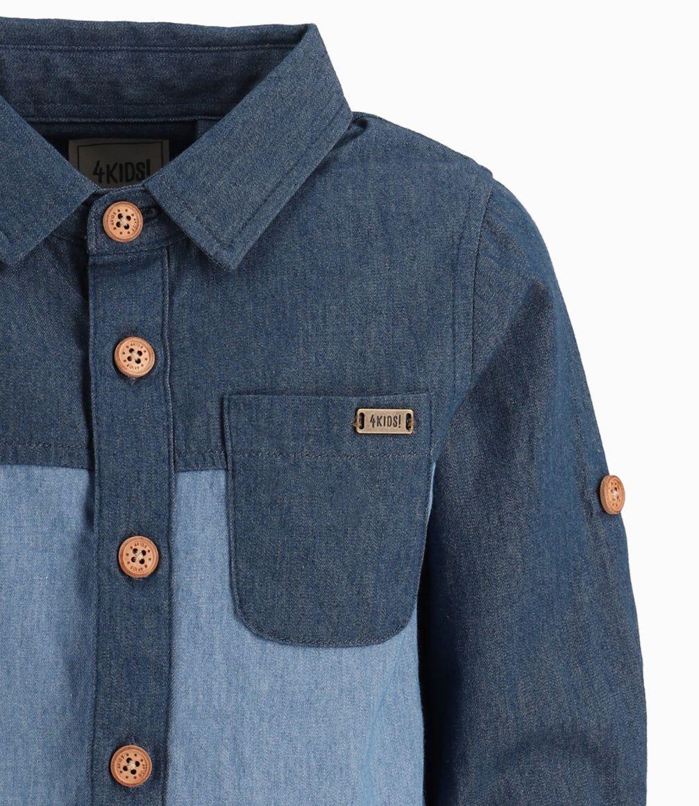 Camisa Bebé Niño Básica Denim Azul 4 Kids-11