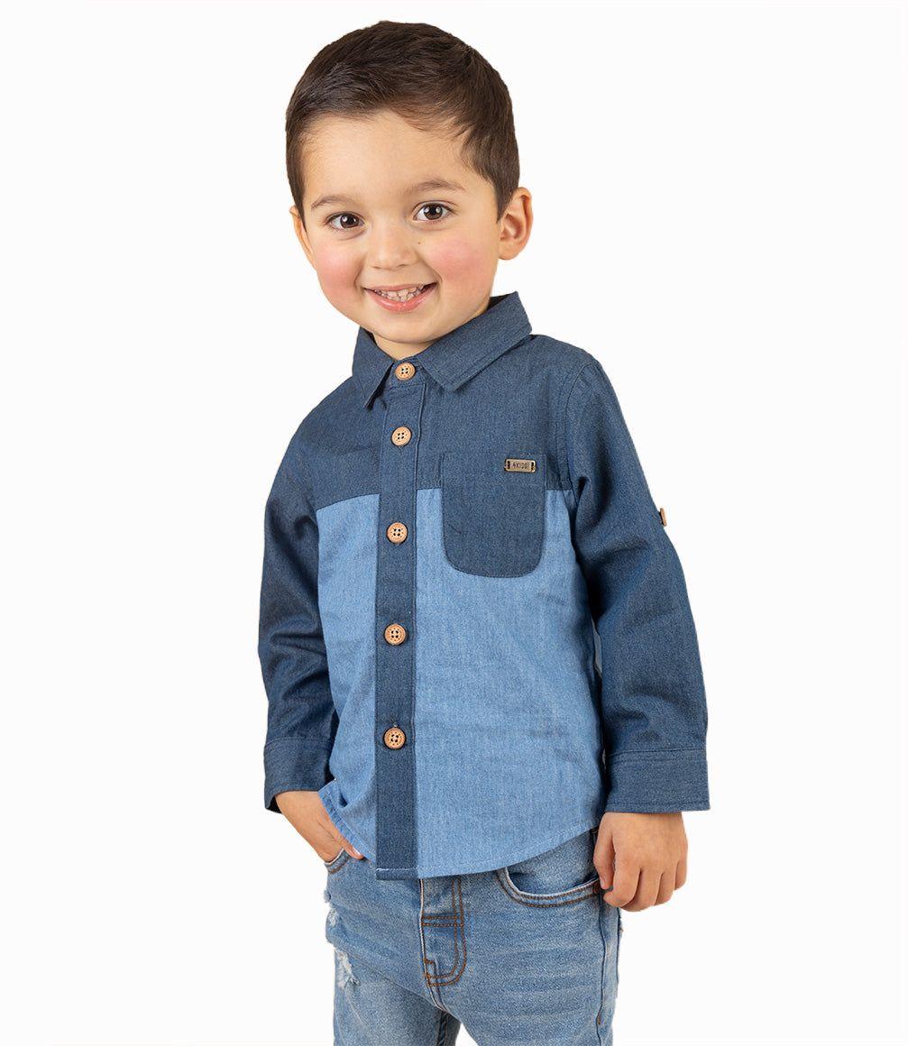 Camisa Bebé Niño Básica Denim Azul 4 Kids-0