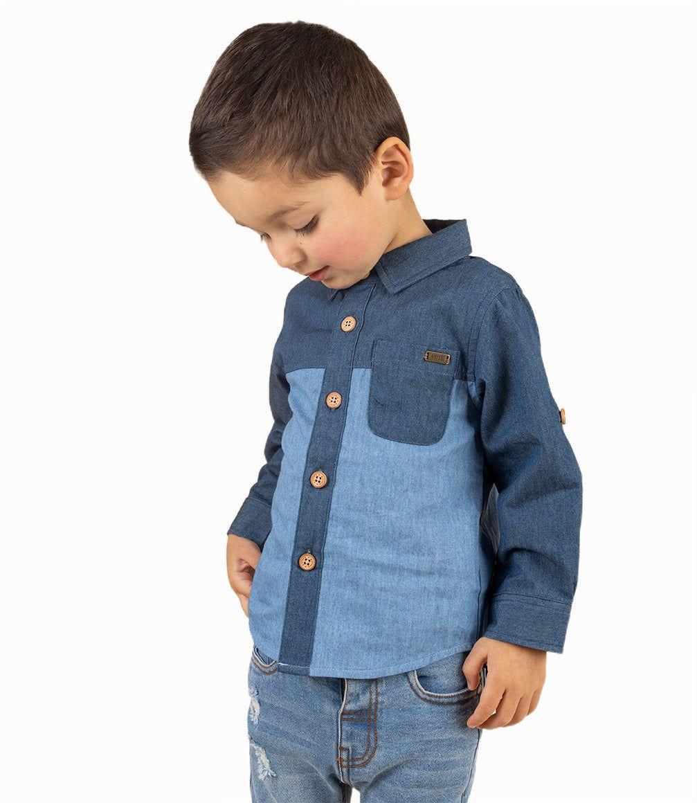 Camisa Bebé Niño Básica Denim Azul 4 Kids-4