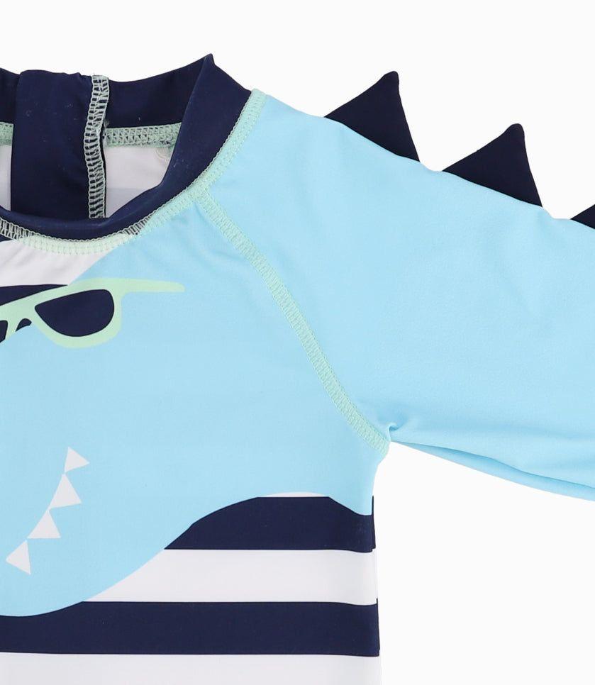 Traje De Baño Bebé Niño Dinosaurio Denim Azul-1