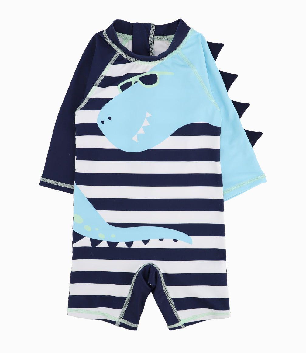 Traje De Baño Bebé Niño Dinosaurio Denim Azul-8