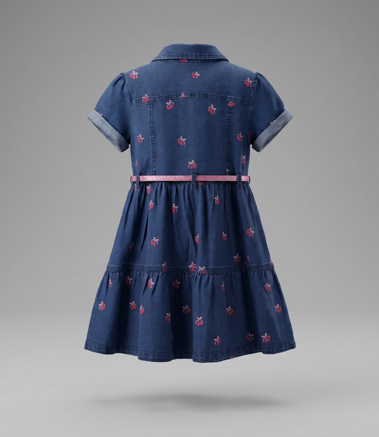 Vestido manga corta niña cherry L11131270409 denim Limonada-2