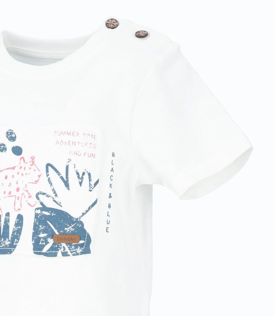 Polera manga corta bebé long fit crudo Black and Blue-3
