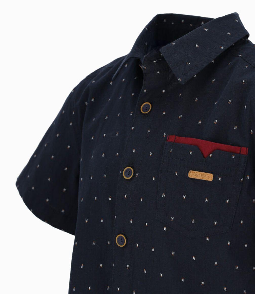 Camisa manga corta niño con estampado azul  Black and Blue-2