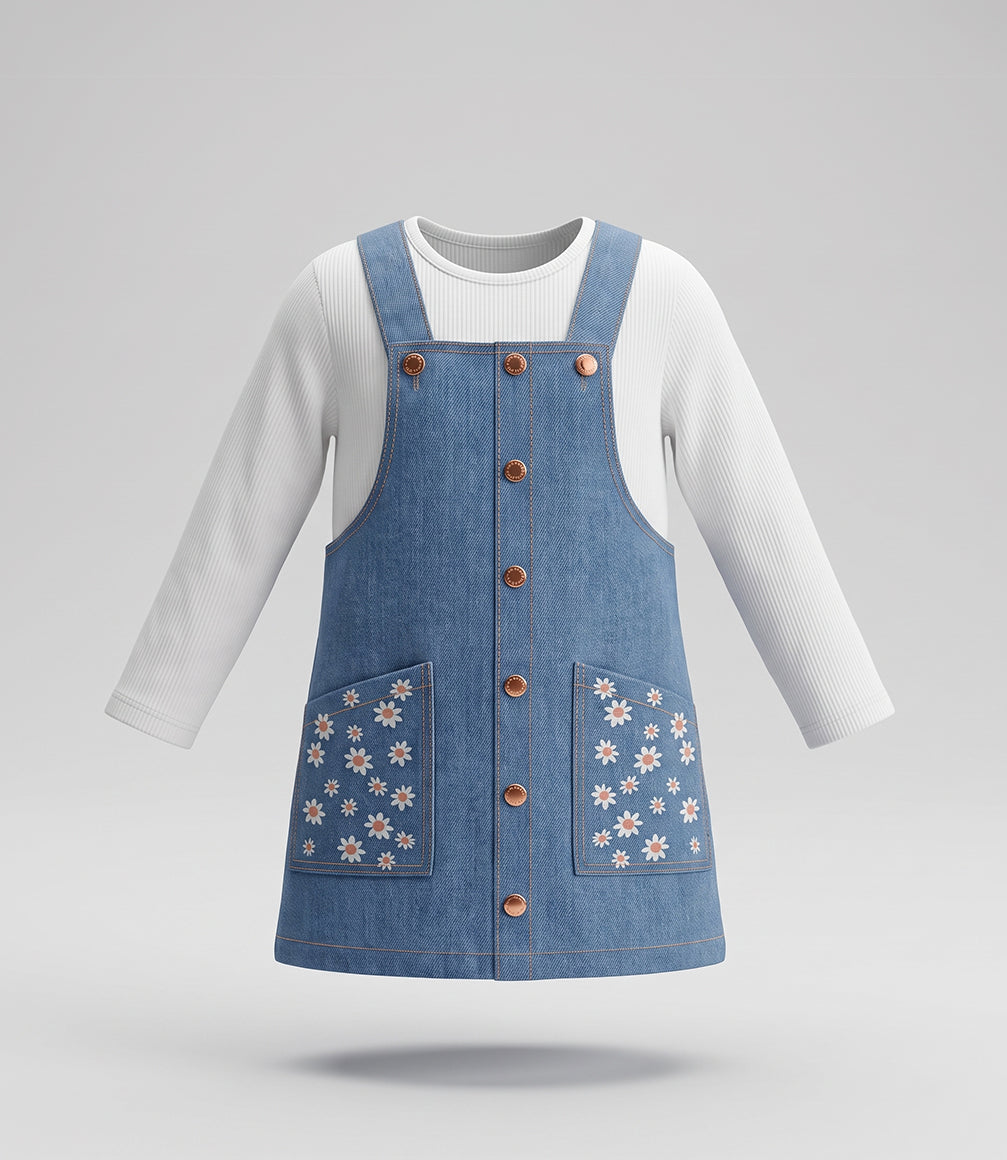 Vestido sin manga con polera niña  F11131270374 denim  4Kids-1