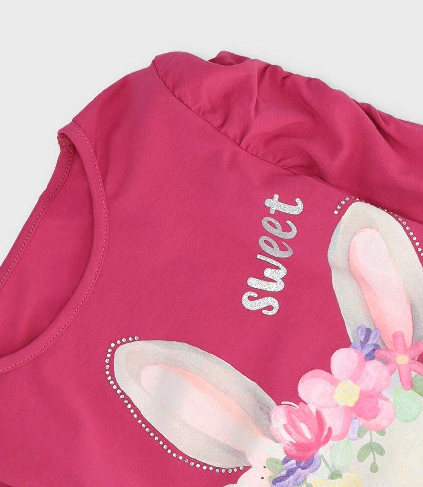 Polera manga larga niña con conejo carmín Limonada-2