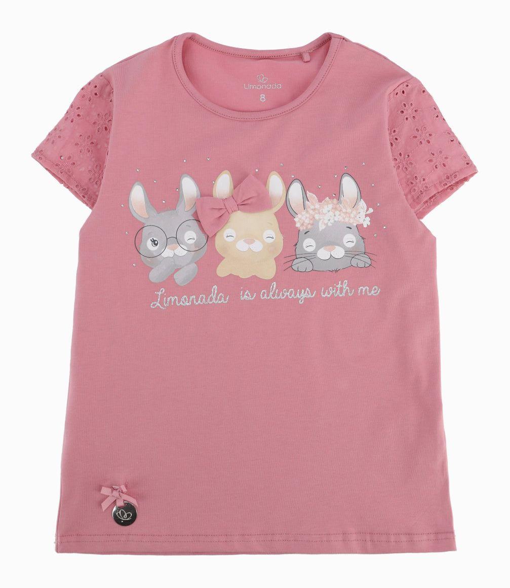 Polera Niña Con Conejos Y Flores-0