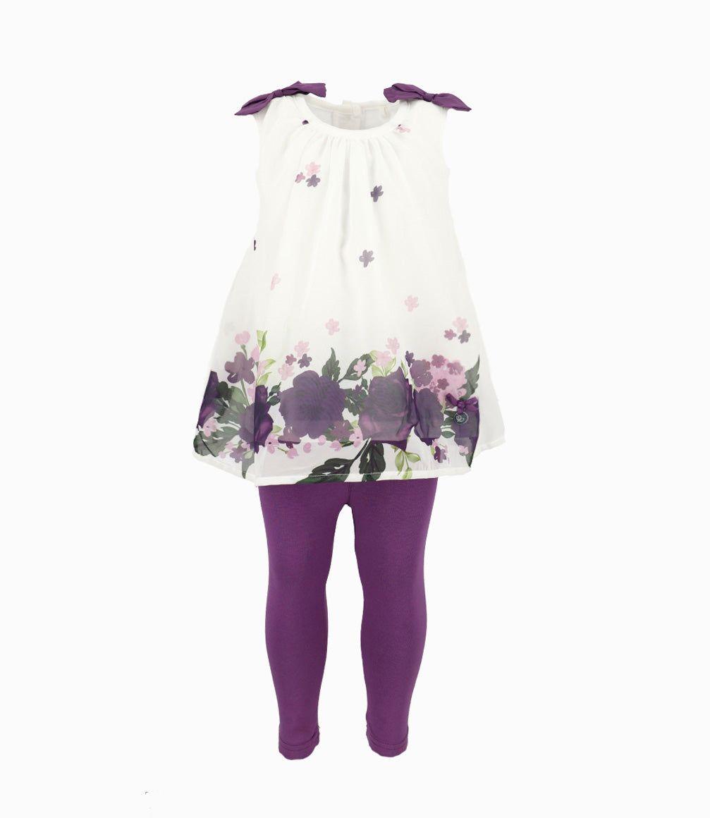 Conjunto bebé de vestido y calzas uva Limonada-0