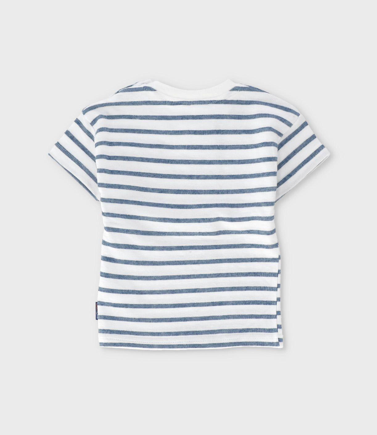 Polera manga corta bebé con rayas crudo Black and Blue-2