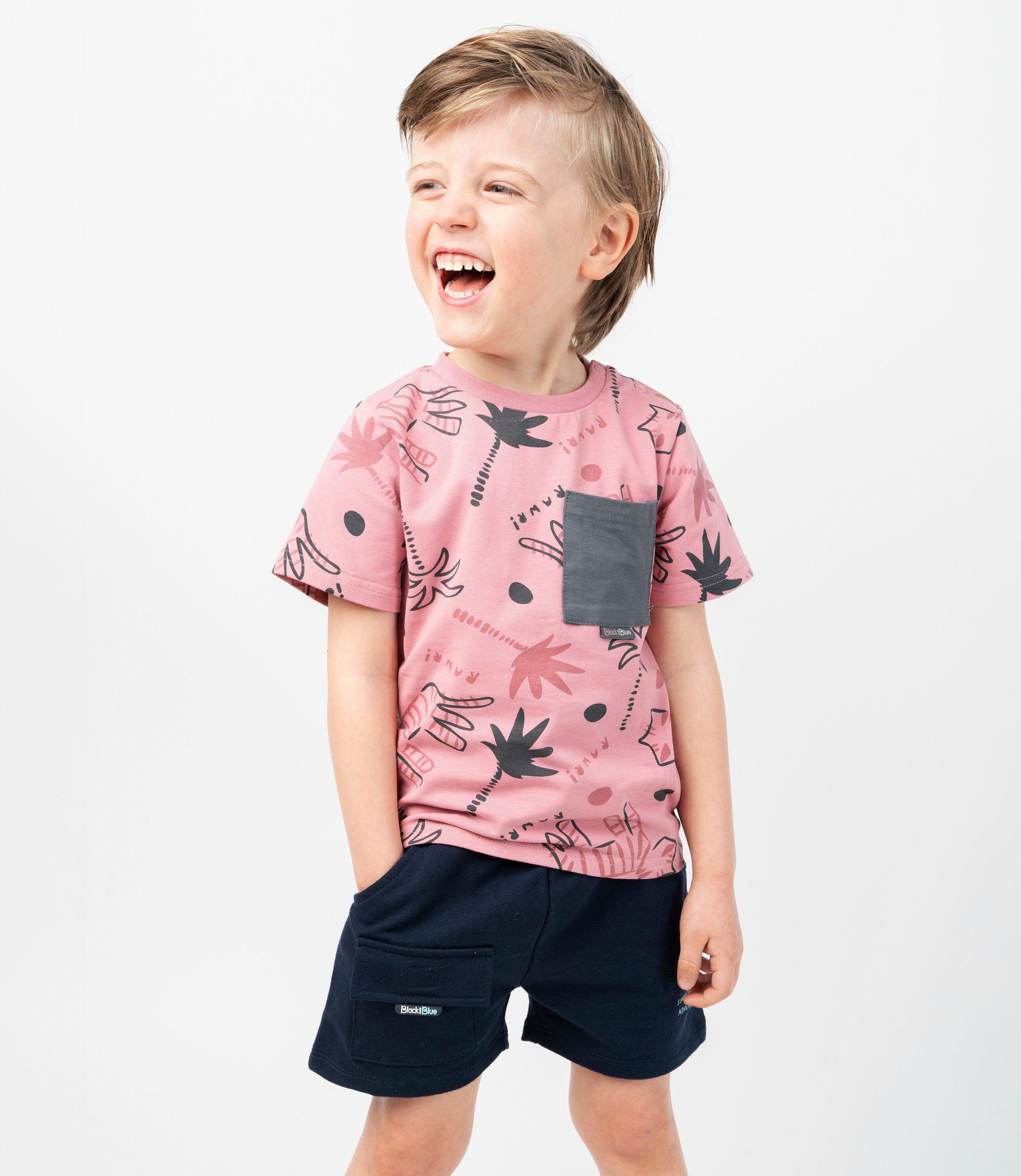 Polera manga corta bebé con estampado rosado Black and Blue-0
