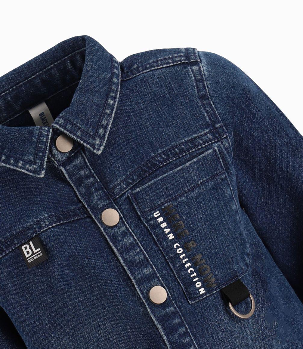 Camisa Bebé Niño Desgastada Black And Blue Denim Azul-2