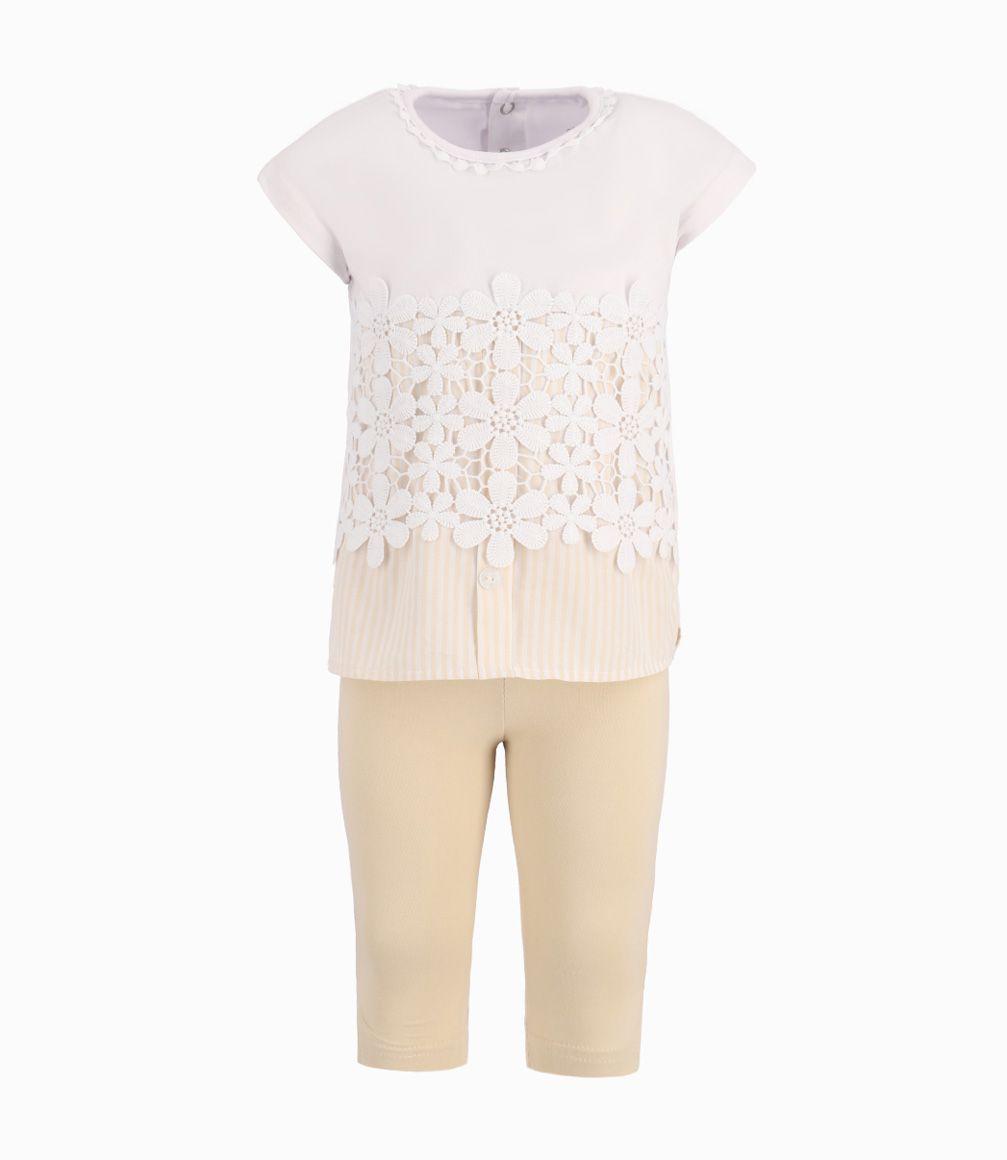 Conjunto Con Macramé Bebé Niña Beige Limonada-0