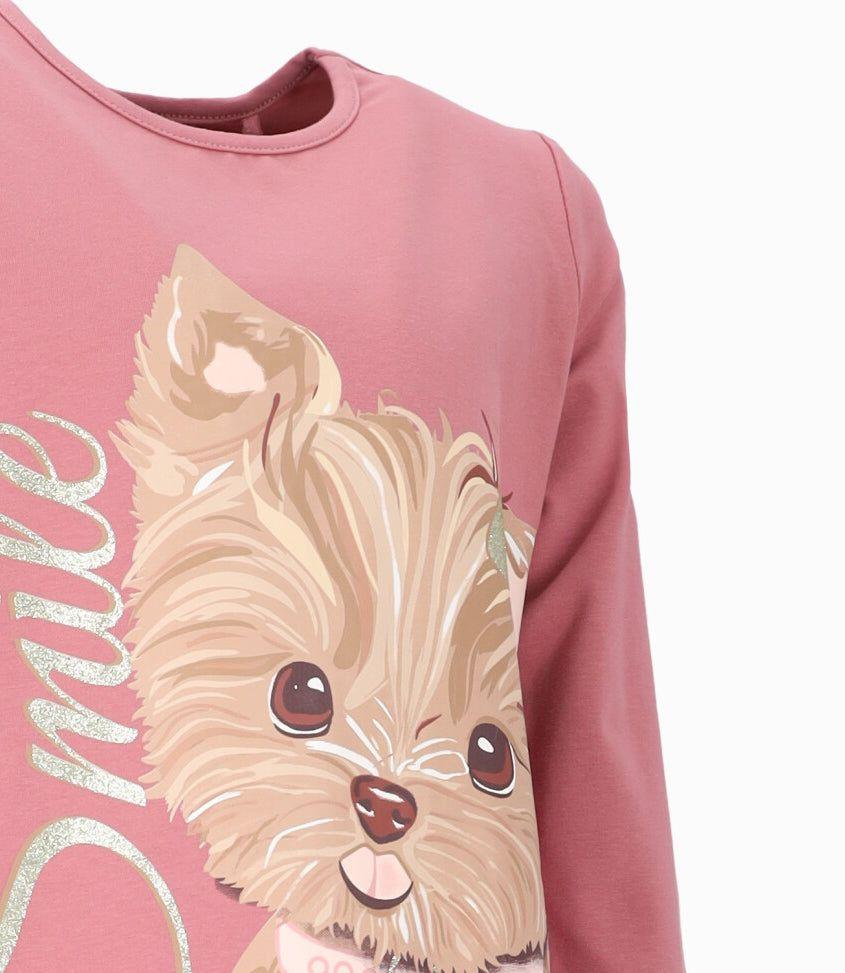 Polera niña con perrito coral Limonada-2