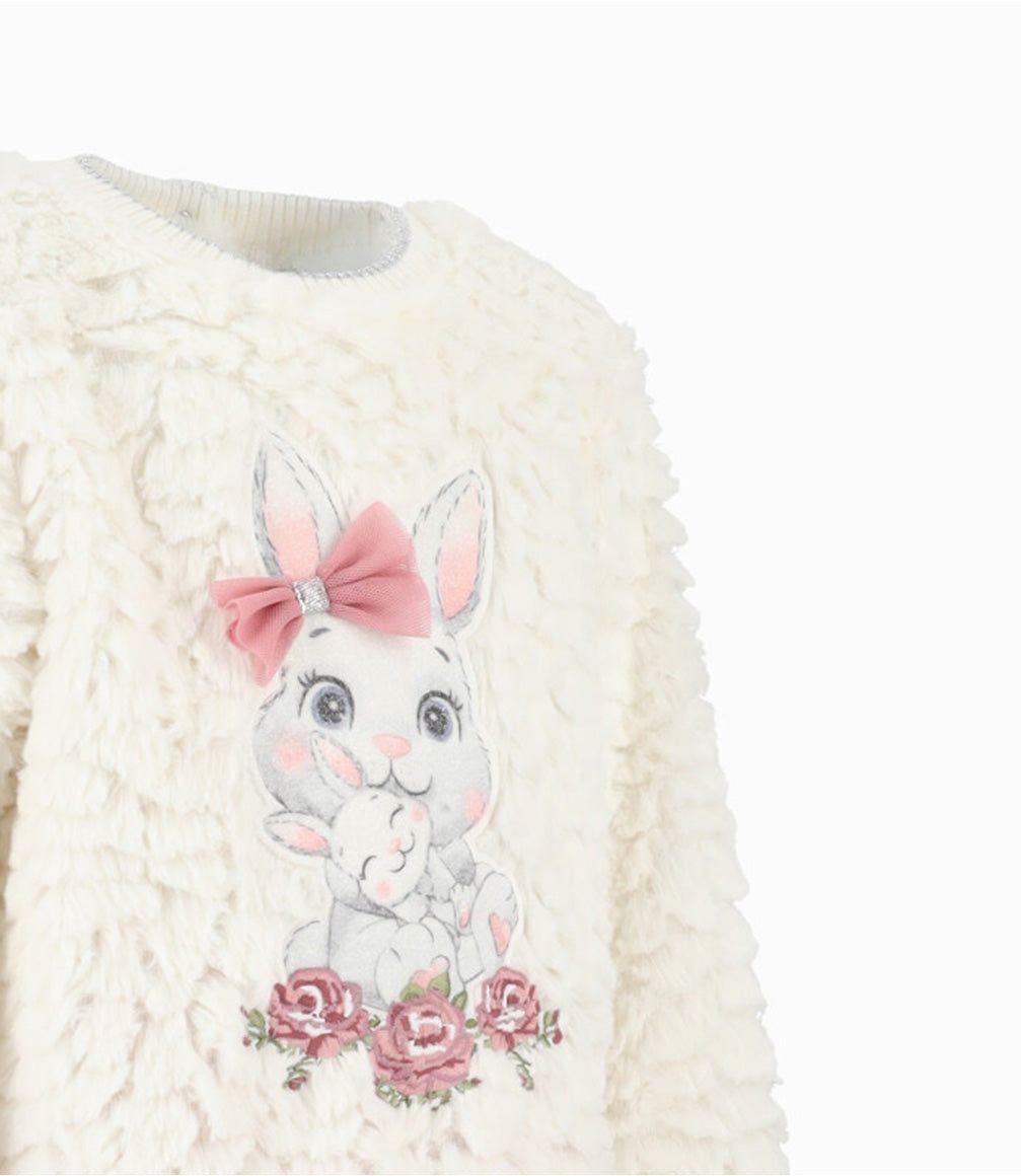 Conjunto bebé de polerón y calzas blanco Limonada-2