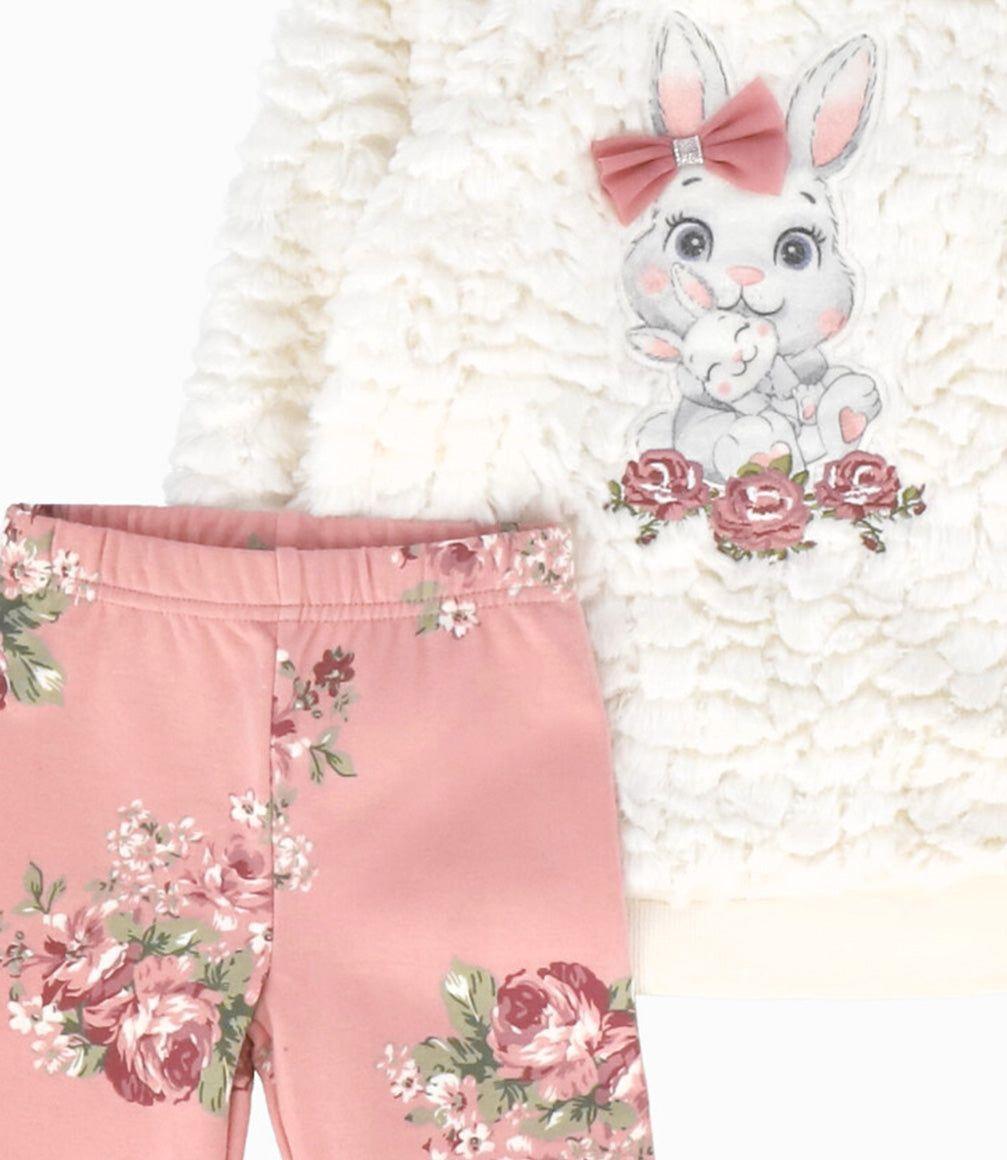 Conjunto bebé de polerón y calzas blanco Limonada-3