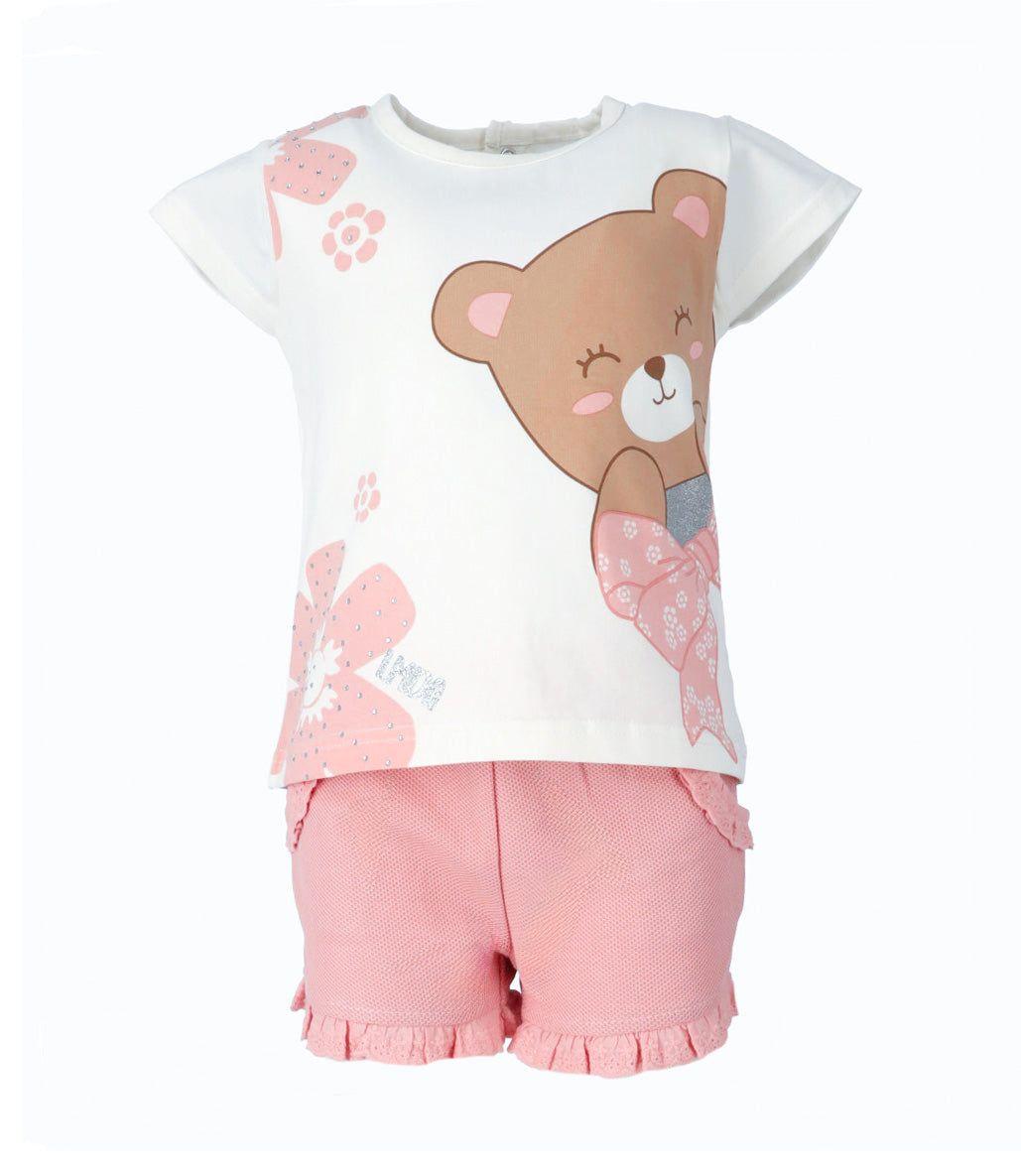 Conjunto bebé de polera y short  rosado Limonada-0