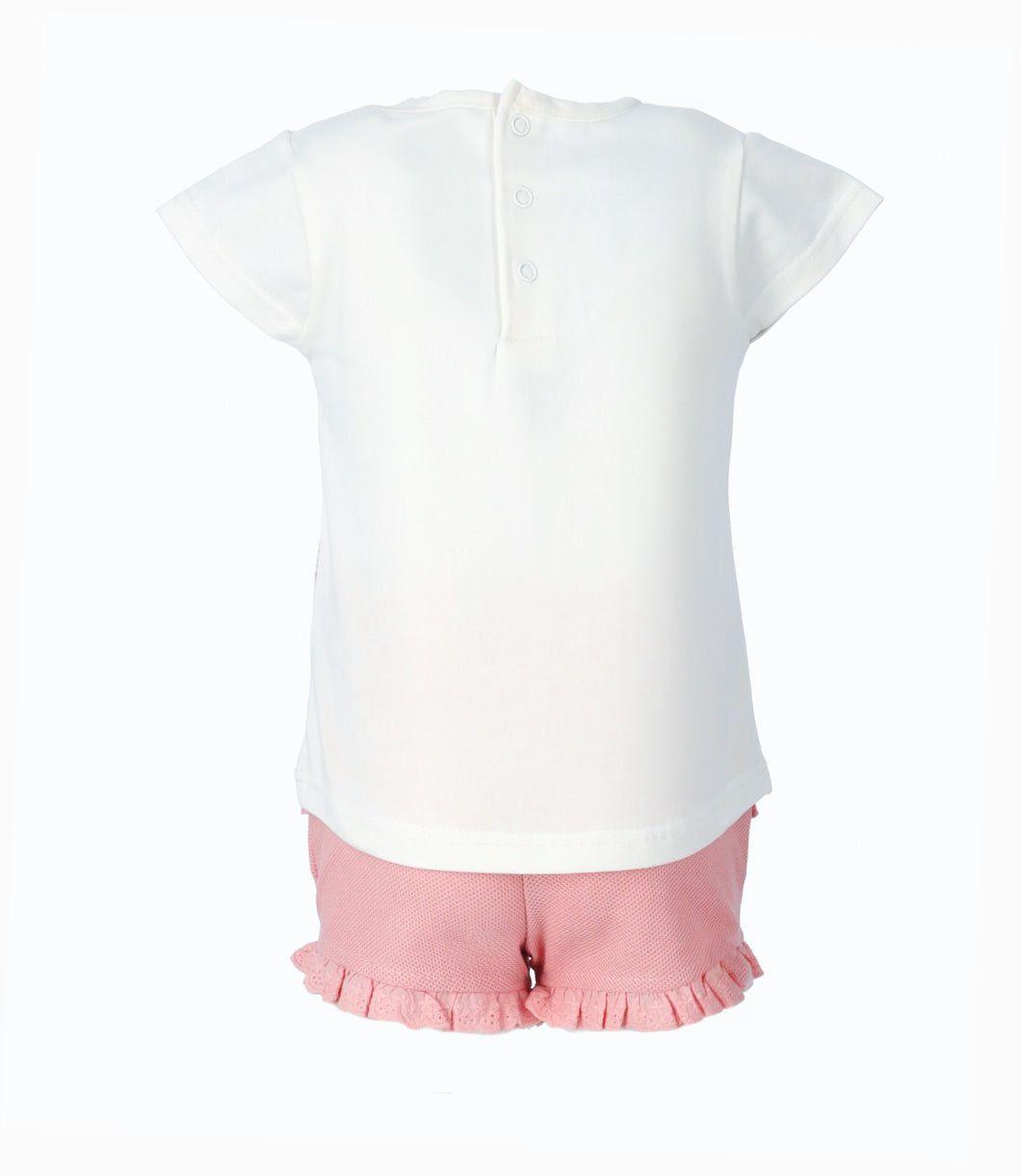 Conjunto bebé de polera y short  rosado Limonada-1