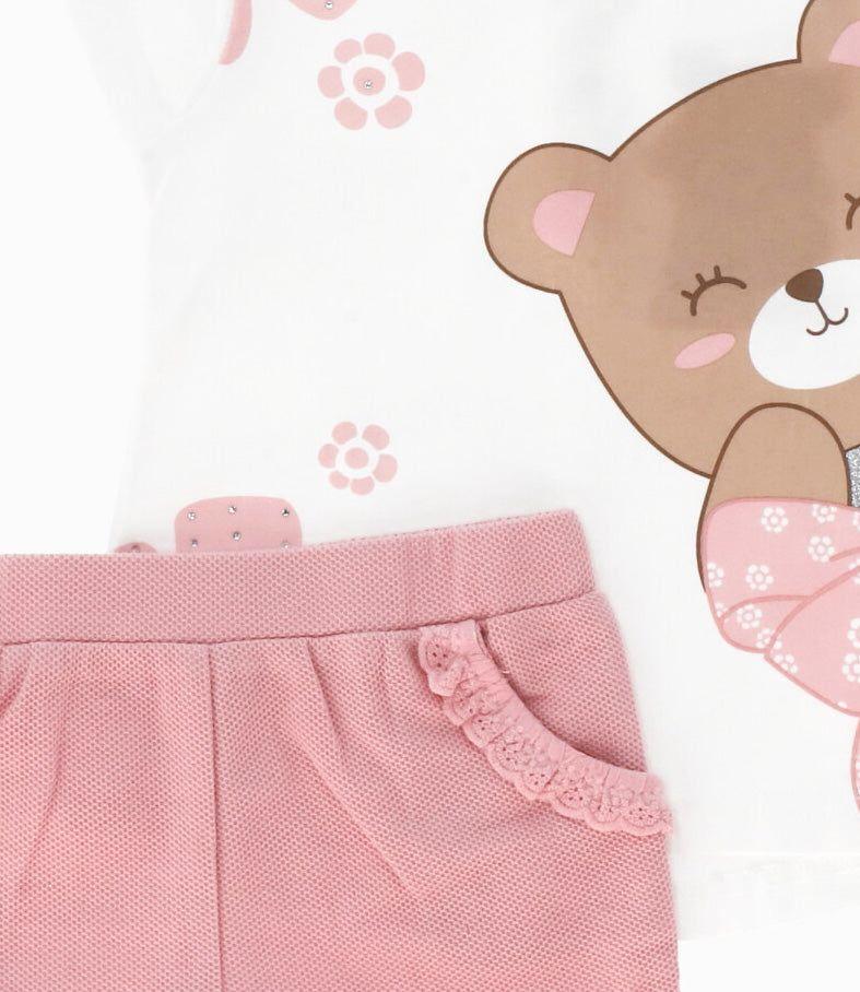 Conjunto bebé de polera y short  rosado Limonada-3