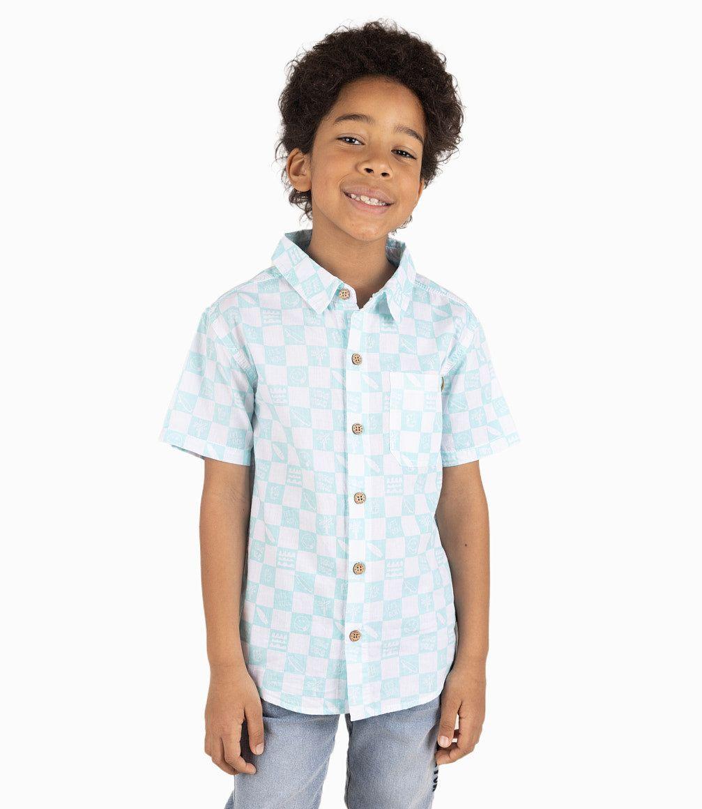 Camisa Niño Cuadrillé Con Diseños Turquesa-4