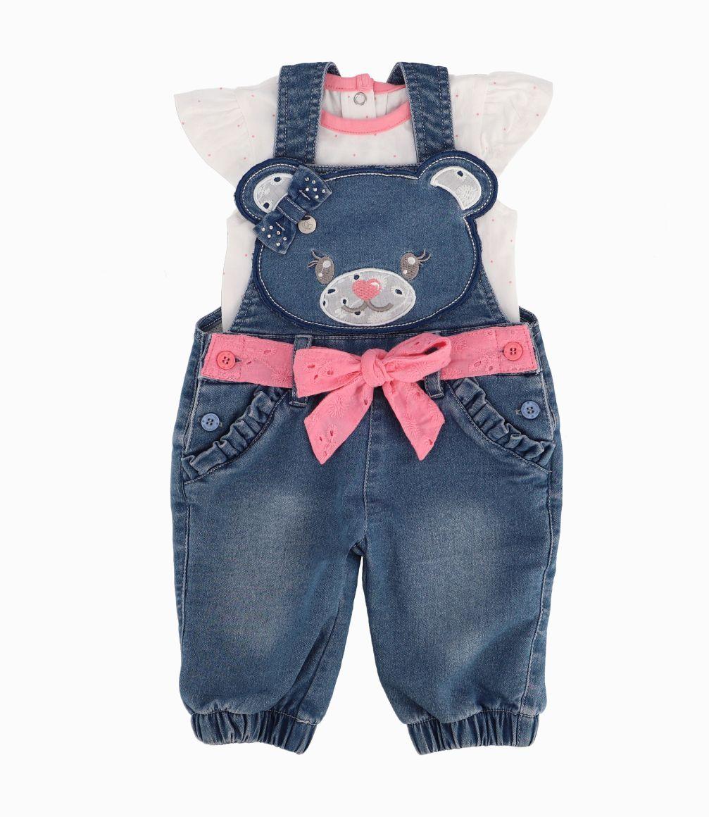 Jardinera Con Polera Recién Nacida Denim Celeste Limonada-0