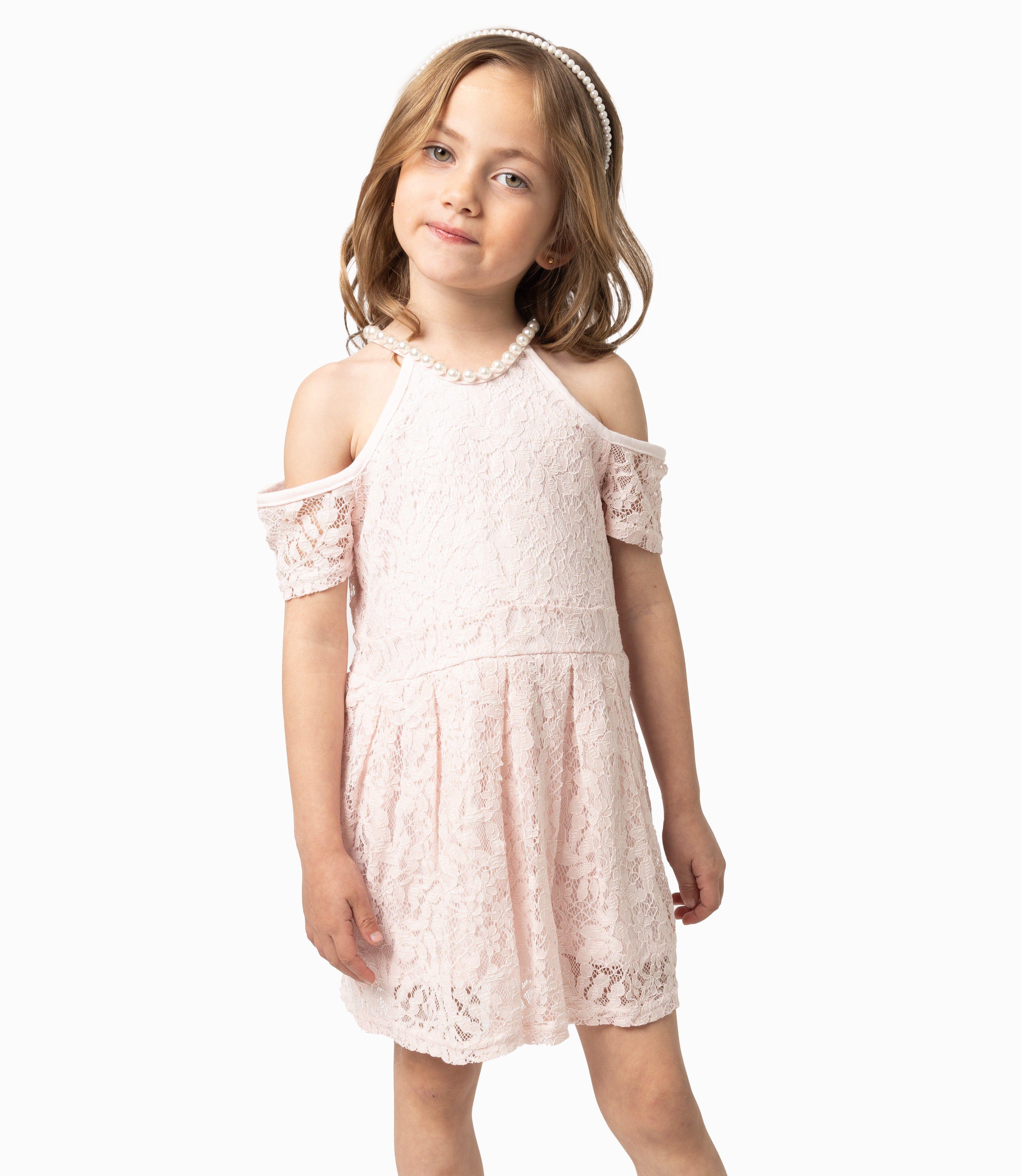 Vestido Niña Ocasión De Encaje Palo Rosa-3