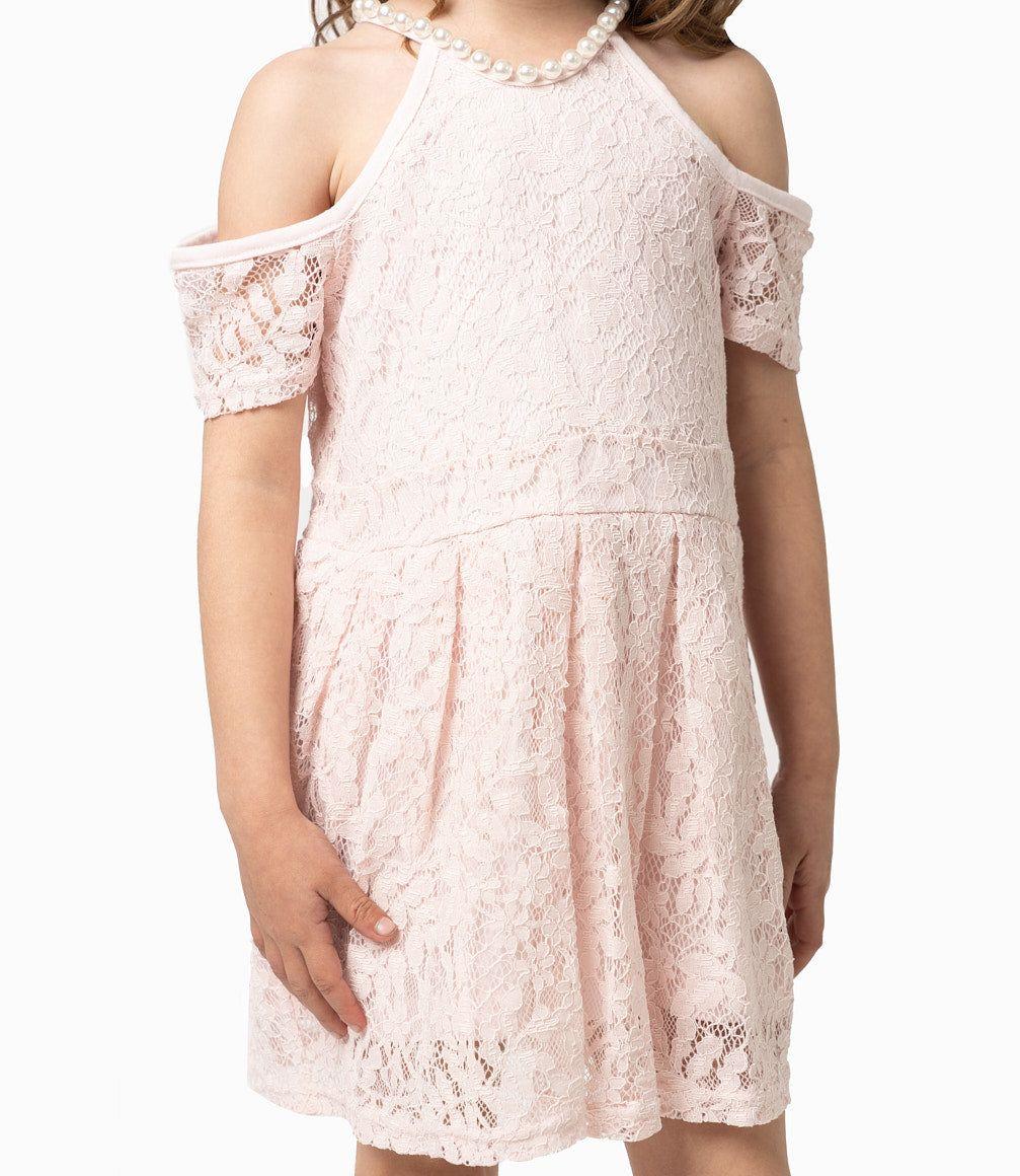 Vestido Niña Ocasión De Encaje Palo Rosa-4