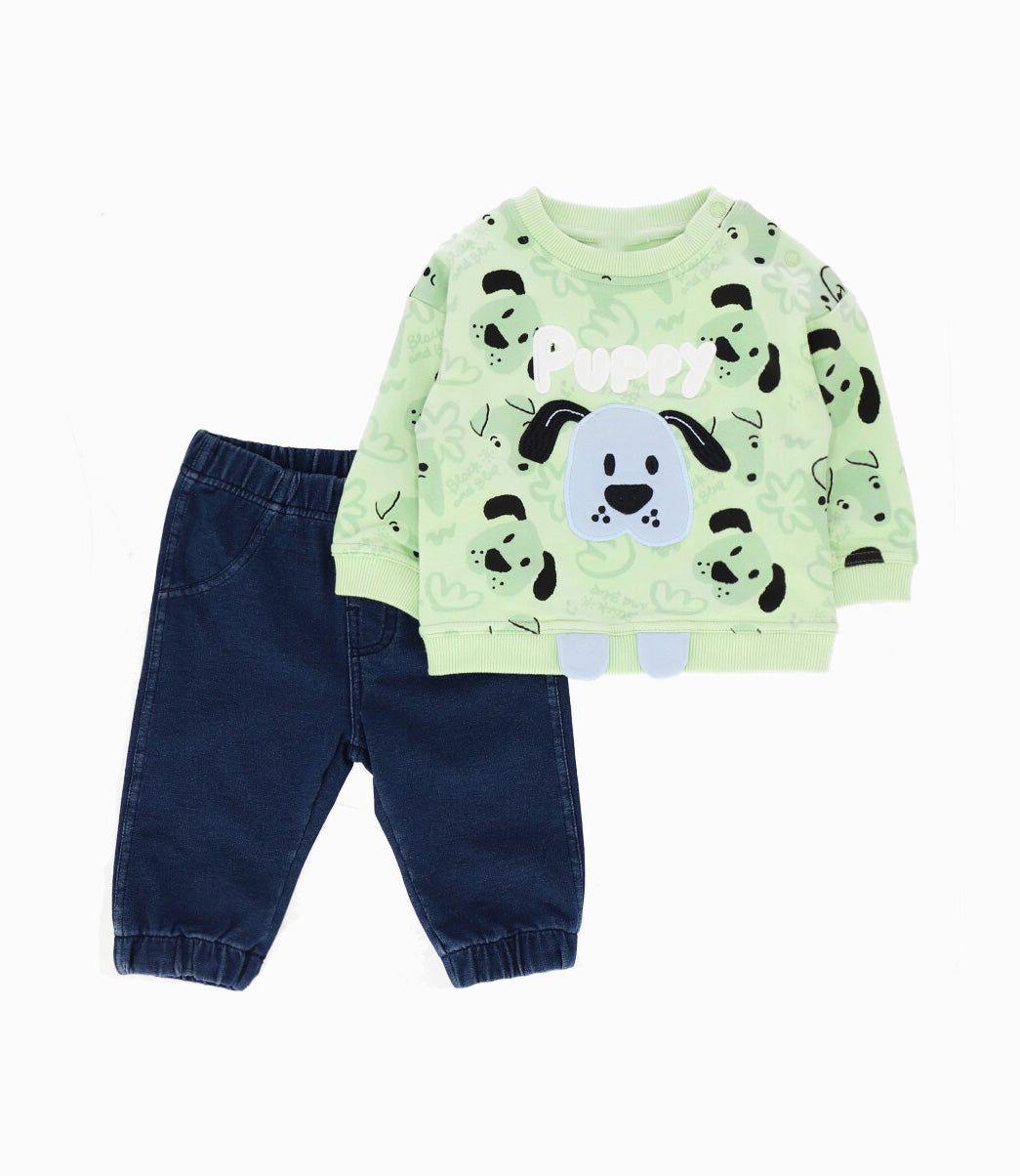 Conjunto recién nacido de perrito Verde Black and Blue-0