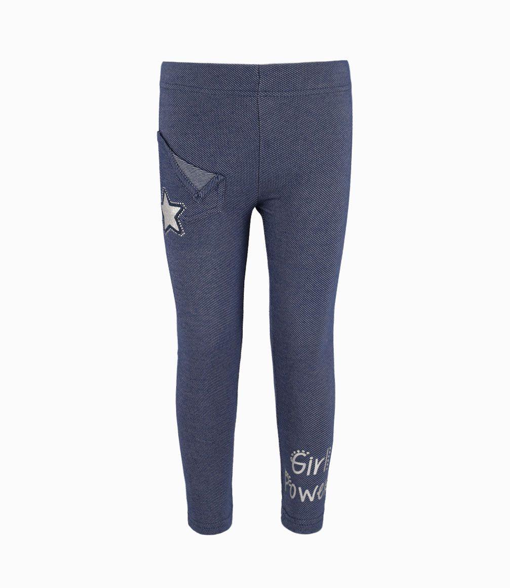 Calza Con Parche De Estrella Niña Denim Celeste Limonada-0