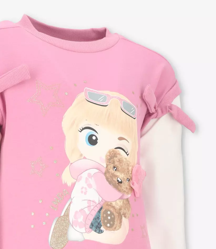 Conjunto niña con estrellas palo rosa Limonada-3